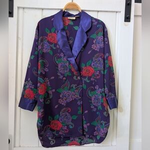 vintage 1990s Victoria's Secret Gold Label satin robe featuring a purple floral